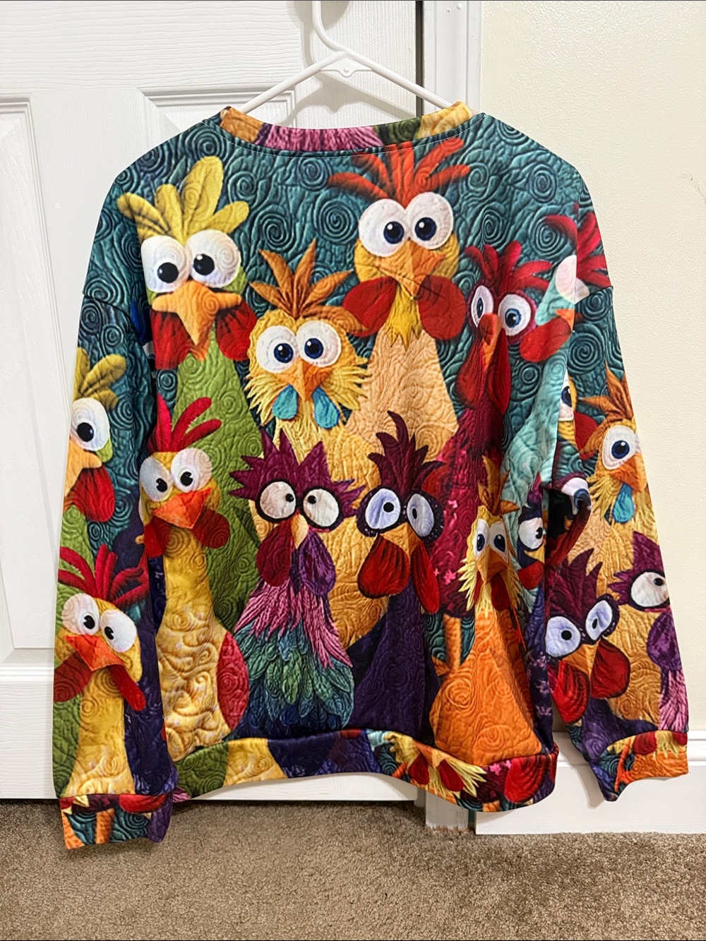 Colorful Cartoon Chicken Sweatshirt - Picture 4 of 4